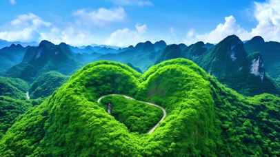 爱心山川美景