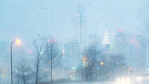 城市雨天公路雨滴带鱼屏