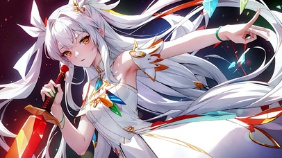 炫彩银发高贵二次元少女