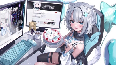 可爱吃蛋糕少女