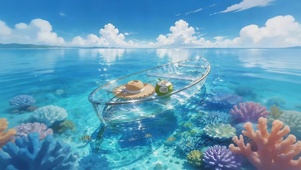 蓝色海洋小船
