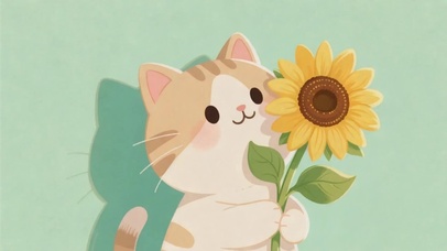 可爱的向日葵猫咪