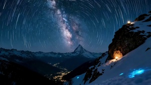 静谧雪山星空