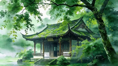4K 禅房 潇潇雨幕