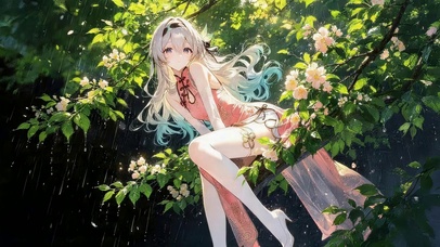 唯美绿荫长腿女孩