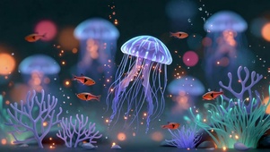 梦幻深海发光水母