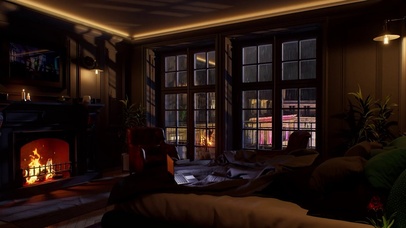 巴黎雨夜舒适的卧室