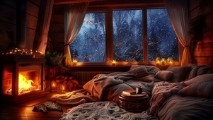 冬季窗外风雪夜