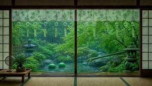 绿窗风铃庭院