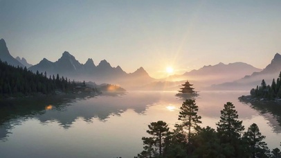 治愈仙境落日黄昏