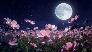 繁星月下格桑花