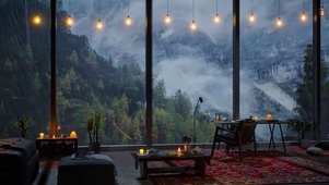山中小屋玻璃雨