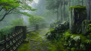 幽静雨天古道