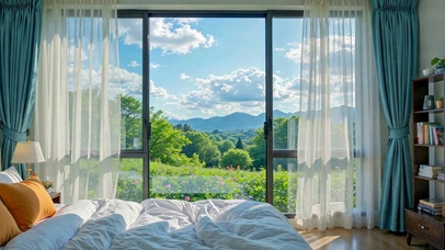 治愈卧室窗外自然风景