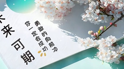 简约小清新梅花树枝带鱼屏