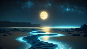 4K夜月沙滩
