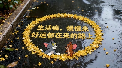 萌宠励志语录雨天治愈的生活共鸣