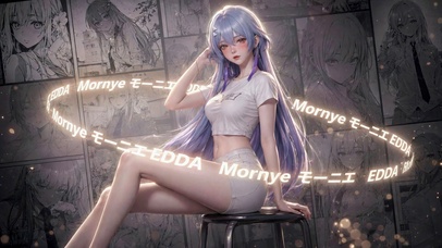 紫发氛围感莫宁文字环绕