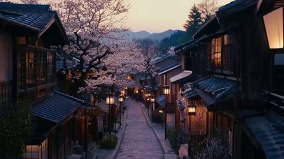 傍晚静谧无人古镇街道