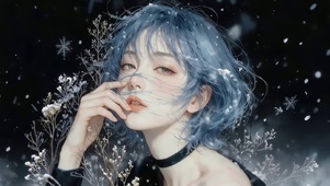 可爱蓝发少女