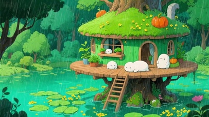 【雨景】避雨的小团子