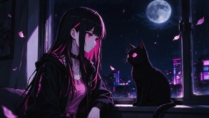女孩和猫