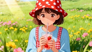喝饮料女孩