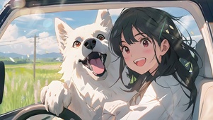 女孩和她的狗狗