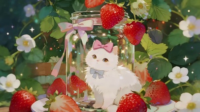 草莓玻璃瓶里猫咪