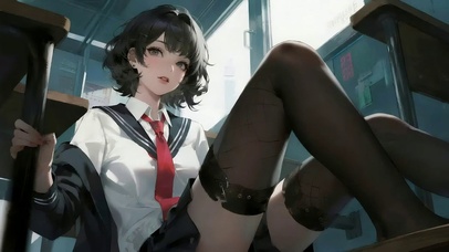 黑丝JK美女