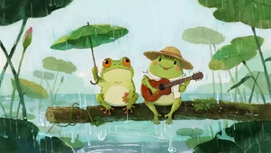 雨天弹吉他青蛙