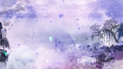原创紫色浪漫中国水墨