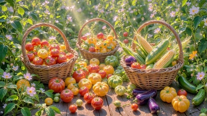 菜园里的蔬果丰收篮