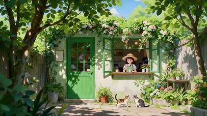 夏日绿色小院子