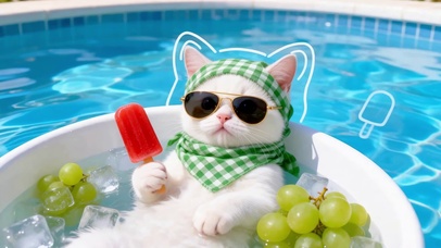 泳池冰爽度假喵