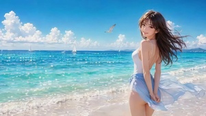 海边泳装少女