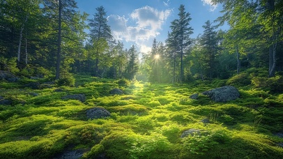 蓝天阳光绿色森林