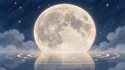 国风满月夜空