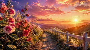 花海日落小径