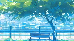 护眼白云树木带鱼屏