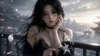 暮光花影美人