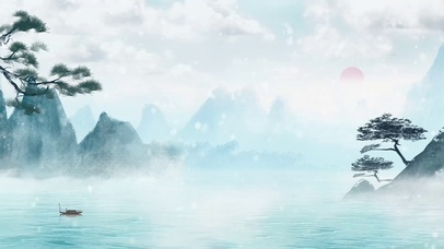 中国风冬季唯美大气意境湖面