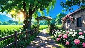 护眼绿景花草树木