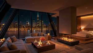 璀璨城市卧室夜