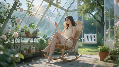 花房暖阳・白裙少女