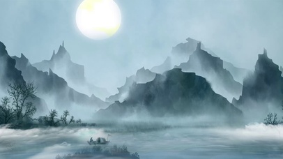 中国风蓝色幽静水墨