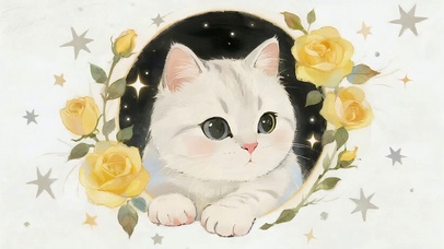 可爱花朵小猫咪