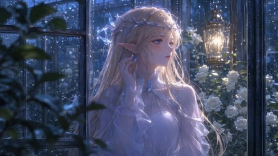 雨夜窗边的精灵美少女-卡提希娅