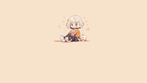 动漫插画女孩喝奶茶