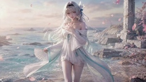 海边樱花少女